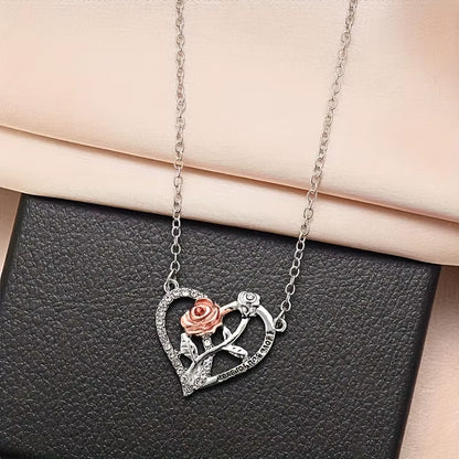 I Love You Forever Necklace with Rose Gift Box for Girlfriend Momther Birthday Christmas Romantic Gift 2023 New Fashion Jewelry